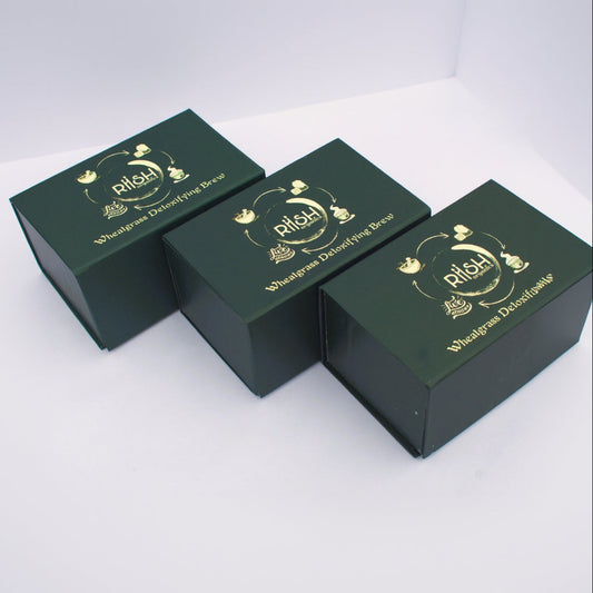 Three green boxes with gold text on a white background